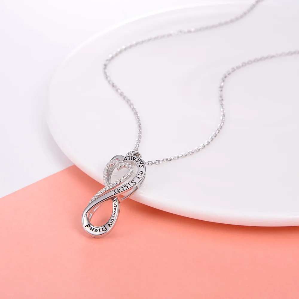 Ожерелье BFF Infinity из стерлингового серебра 925 пробы с кубическим цирконием AAA