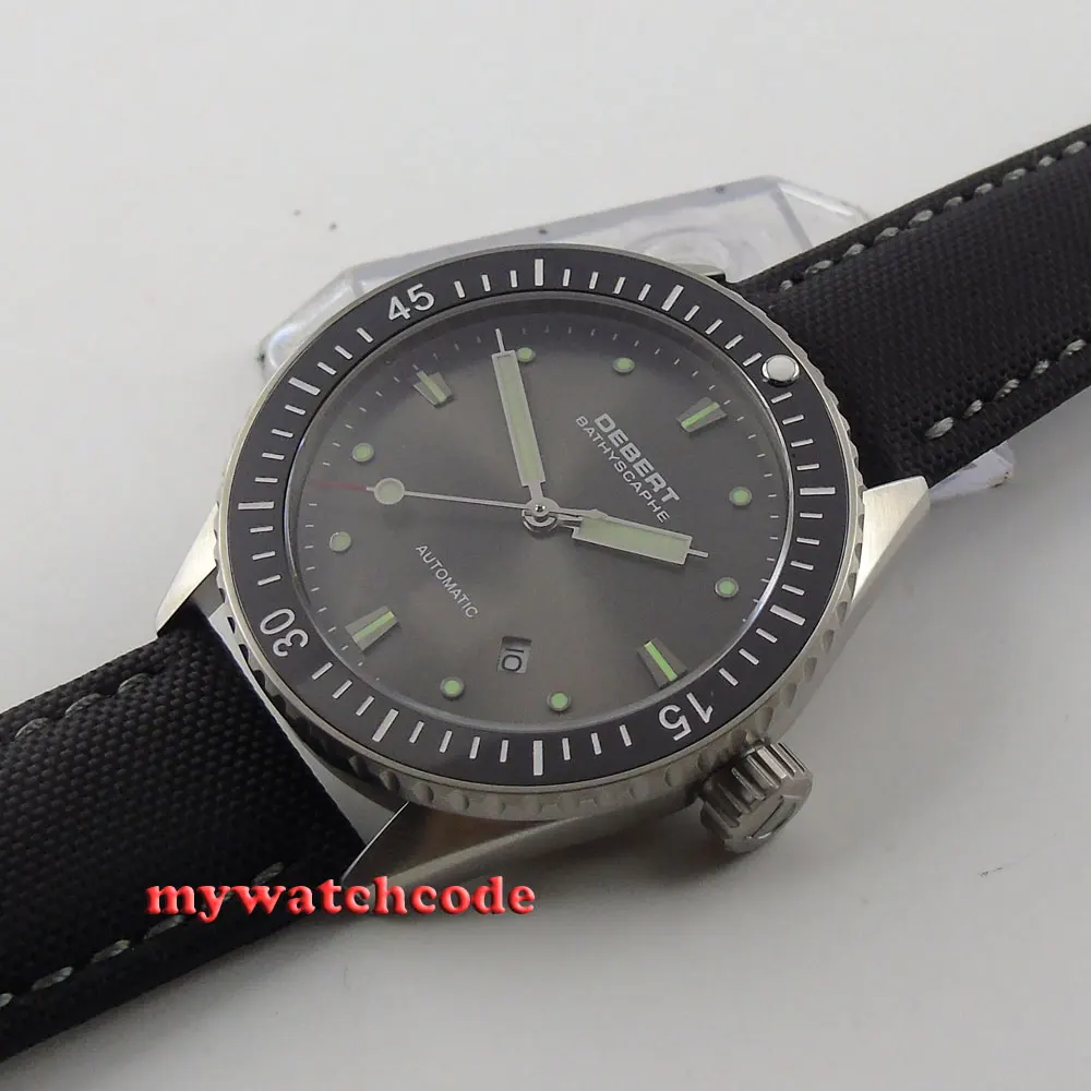 Автоматические Мужские часы с серым циферблатом 43 мм керамическим ободком Sapphire