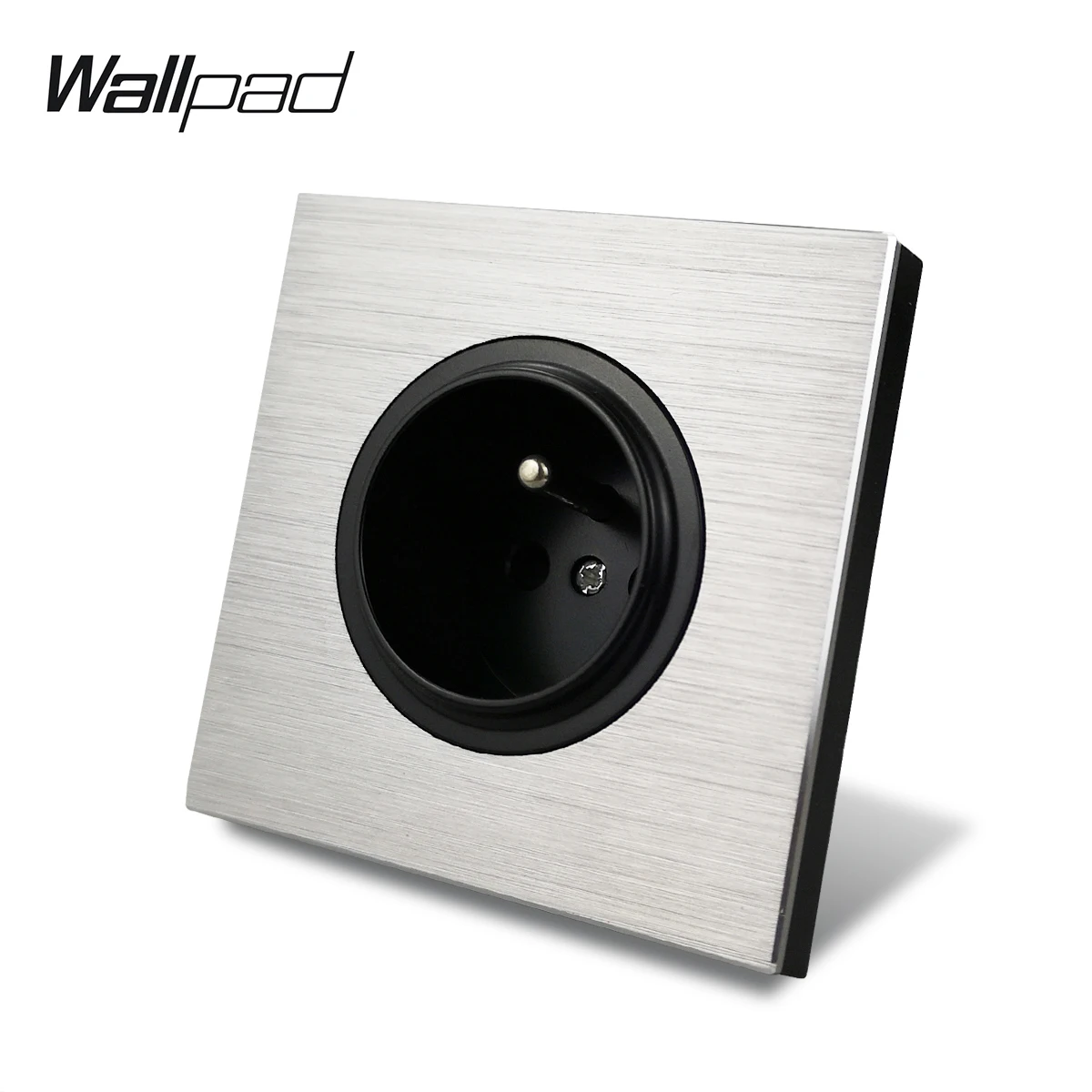 Фото Wallpad серая L6 Одиночная 16A французская настенная электрическая розетка серебряная алюминиевая пластина 1 банда розетка матовая металлическа... №3