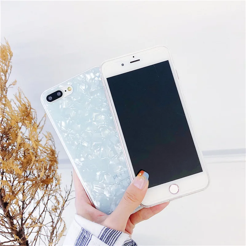 PIXIU Glitter Candy Color Pink White Phone Case Bling Conch Shell Epoxy Silicone Soft TPU Cover For iPhone 6 6S 7 8 Plus X |