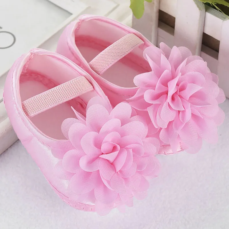 11cm pink Милая детская обувь; Шифоновый Цветок на голову; эластичная обувь для маленьких девочек; удобная прогулочная обувь с мягкой подошвой для новорожденных - Цвет: 11cm pink