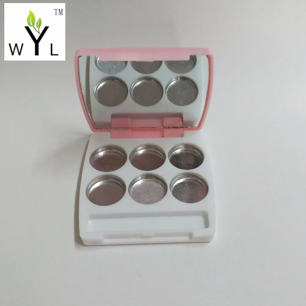 Пустой Розовый поддон для теней век с зеркалом DIY коробка румян многоразовый