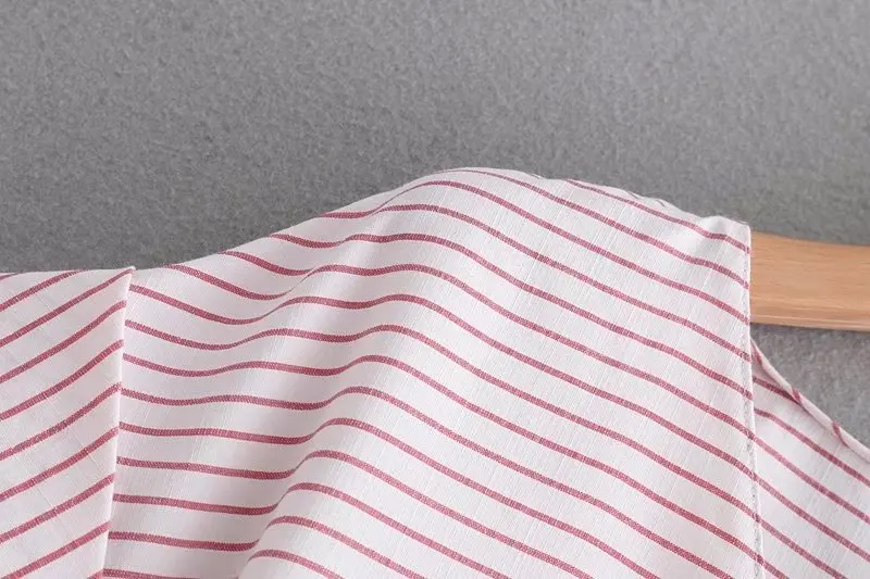 2018 Summer New Style Long Striped Women's Shirt Dress V-neck Double Breasted d0196 | Женская одежда