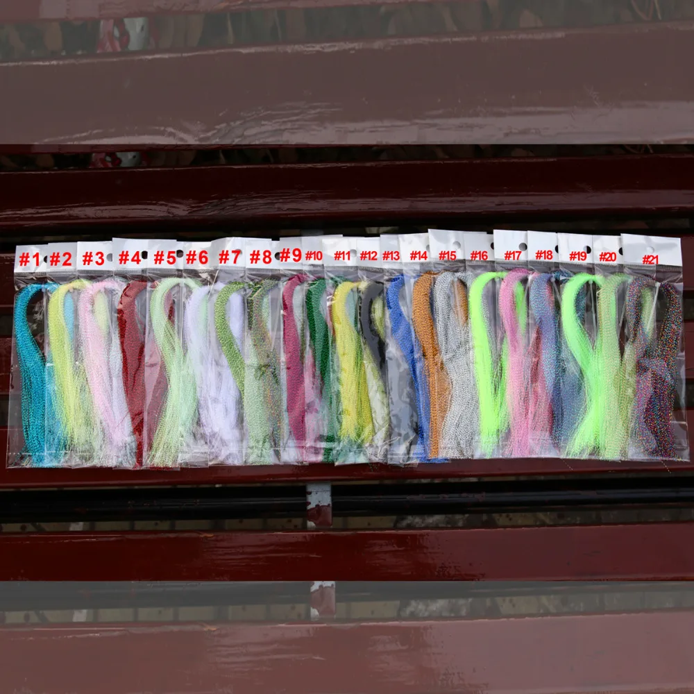 Bimoo 4Packs Flashabou Tinsel Fly Tying Crystal Flash for Jig Hook Lure Making Material Krystal Strands Gold Silver Rainbow Pink