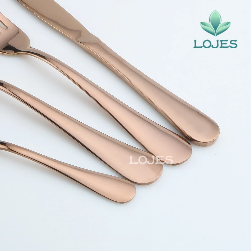 Набор столовых приборов из нержавеющей стали с медным покрытием 4 предмета|knife fork