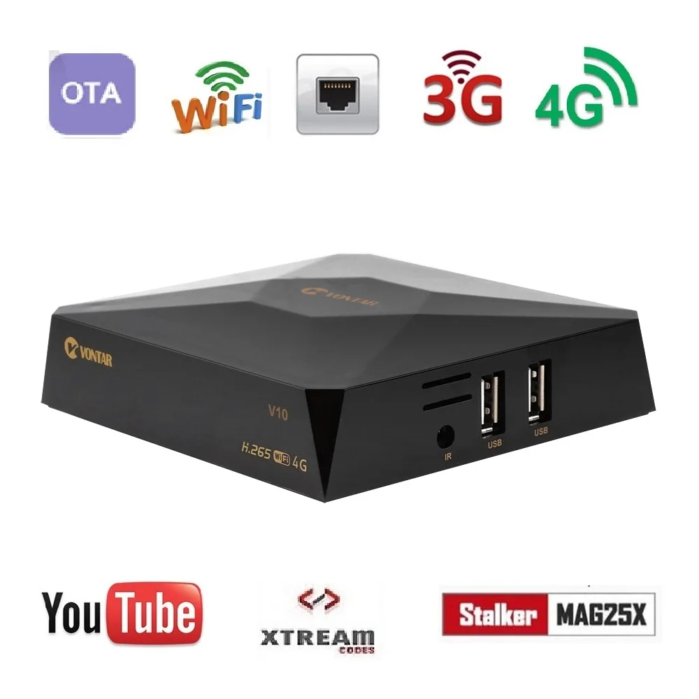 VONTAR V10 tv BOX H.265 DVB-S2 8PSK цифровой спутниковый ресивер Поддержка cline Stalker Xtream Испания Португалия TP список телеприставка