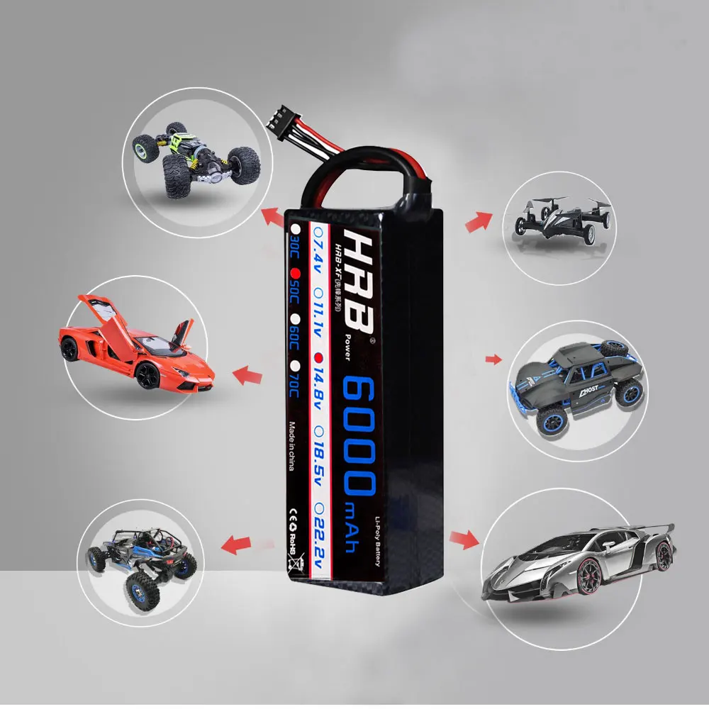 2 шт. HRB RC Lipo батарея 4S 14,8 в 6000 мАч 50C Burst 100C Hrad чехол Deans Разъем для RC багги Truggy гусеничный Монстр Лодка Грузовик