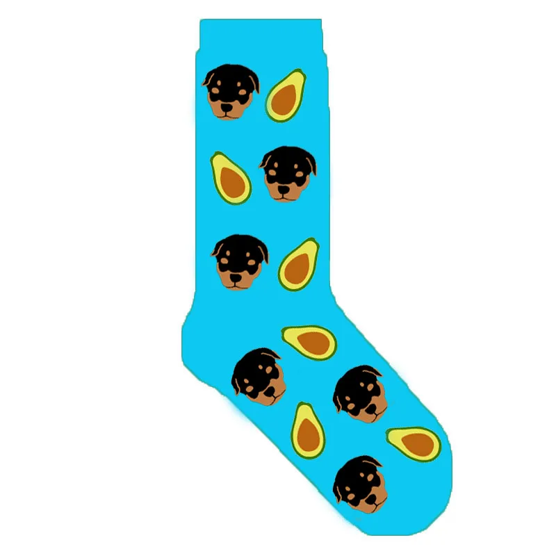 rottweiler socks Носки авокадо с бультерьером Бигль такса далматинские границы колли Ротвейлер милые женские носки с собакой 50 пар/лот - Цвет: rottweiler socks