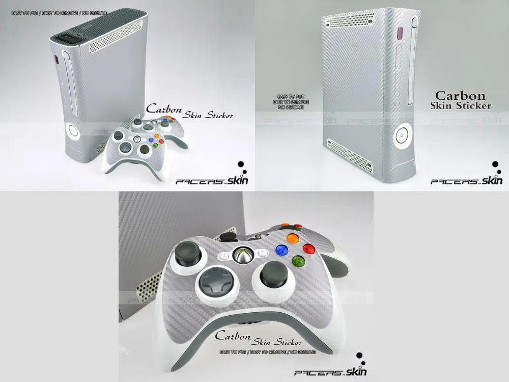 Silver Carbon Fiber Vinyl Skin Sticker Protector for Microsoft Xbox 360 Original fat skins Stickers xbox360 | Электроника