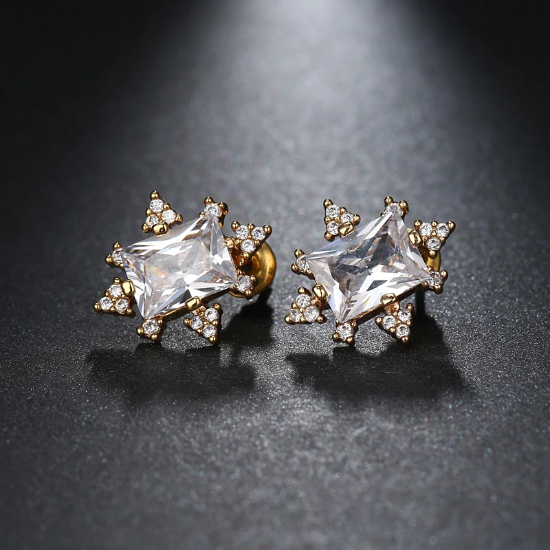 Женские серьги гвоздики с фианитом в этническом стиле|stud earrings|stud earrings for womenred stud |