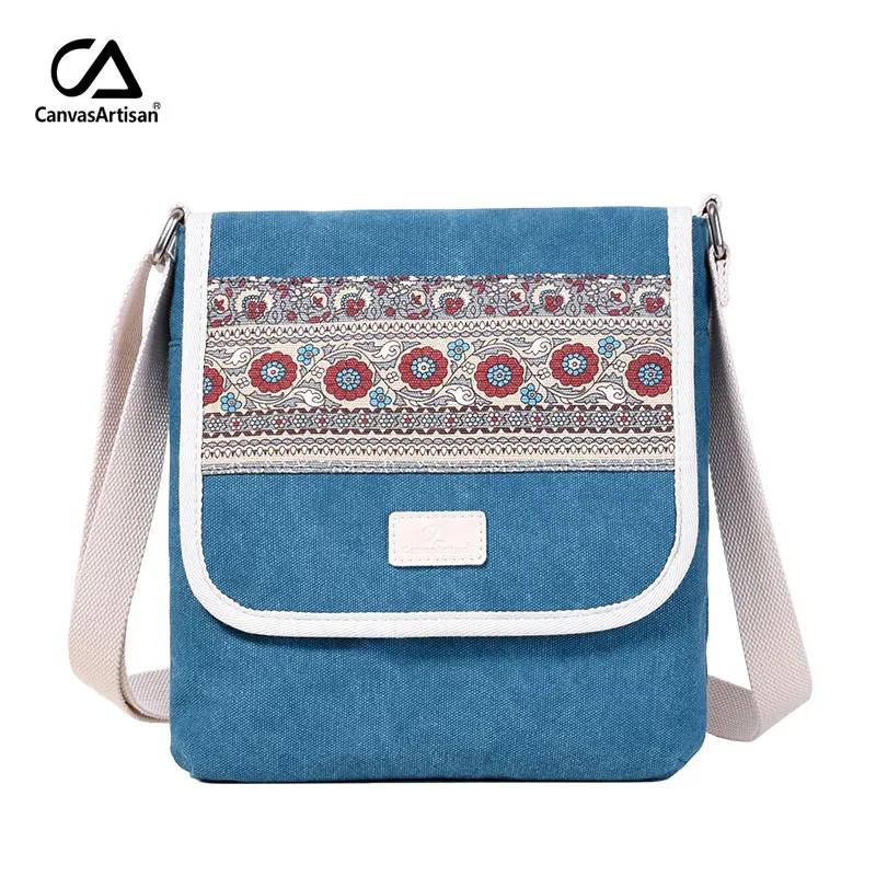 LAKE BLUE Canvasartisan новая Брендовая женская сумка Холст Ретро Досуг Сумка Женский ежедневных поездок маленькая сумка через плечо сумки - Цвет: LAKE BLUE