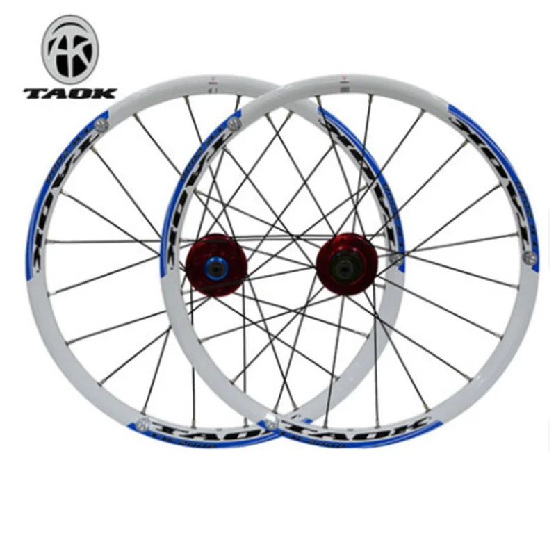 White blue TAOK горное колесо группа MTB велосипед маленький диаметр колеса складной автомобиль 20 дюймов 406 набор колес 20 отверстий диск тормозной барабан - Цвет: White blue