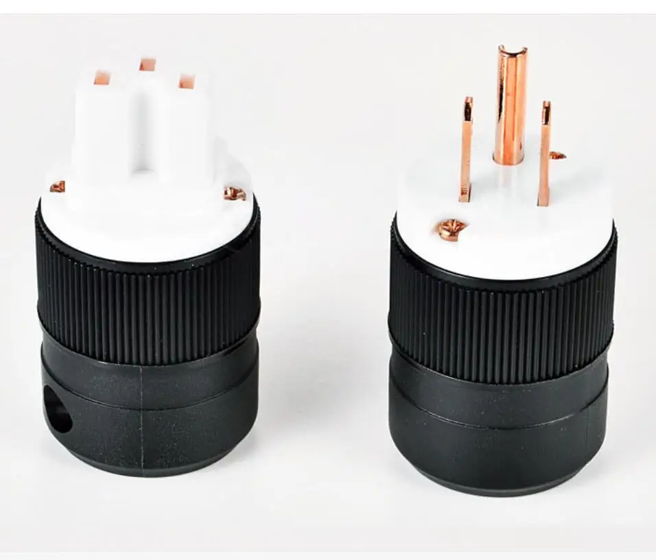 

Hifi audio Pair Power plug red copper hifi US power plug IEC connector audio power socket connector for Diy US power cable