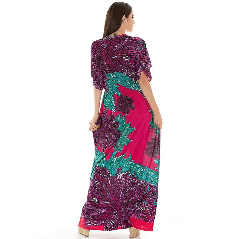 Женское пляжное платье макси повседневное длинное праздничное с v-образным