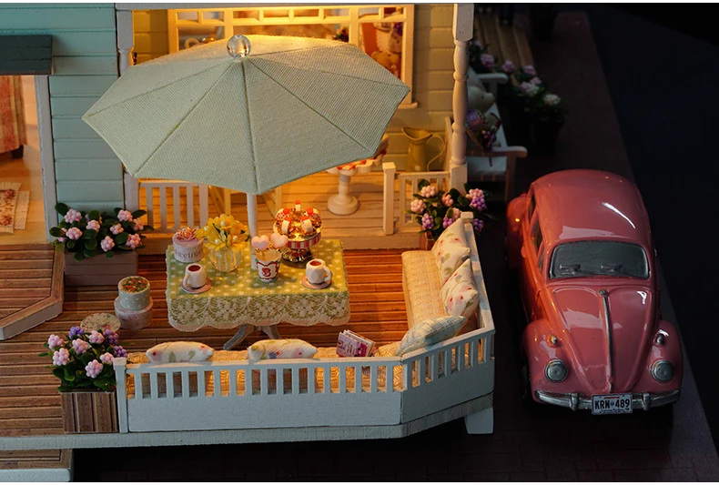 Милая комната DIY деревянный дом Miniaturas с мебели DIY Миниатюрные домики кукольный домик игрушки для детей Рождество и день рождения A35