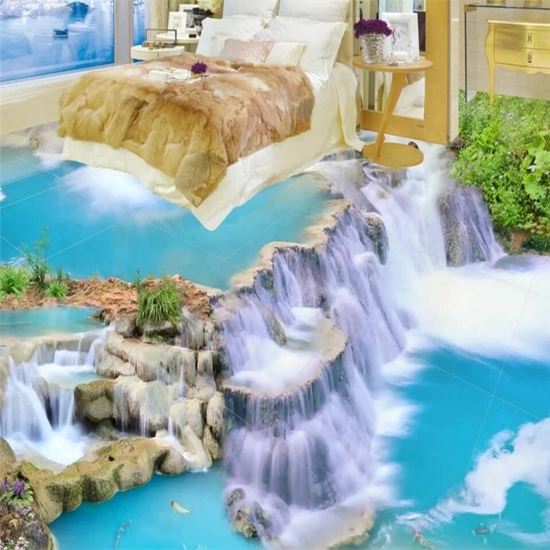 Wellyu индивидуальные Крупногабаритные фрески водопад бегущая вода богатство 3D Пол