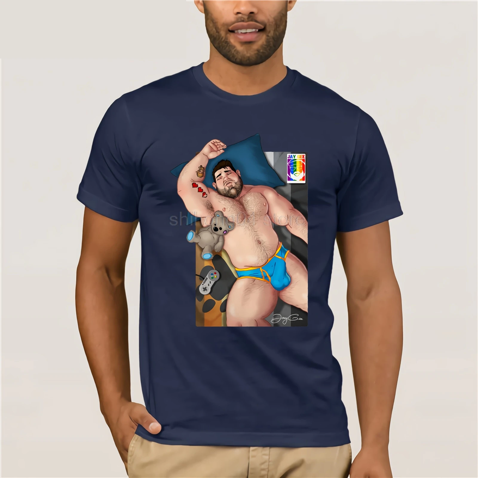 navy Clothing T shirt Daddy Bear Gay Shirt Printed T Shirts Geek Summer Youth T Shirt Humor Men Top - Цвет: navy