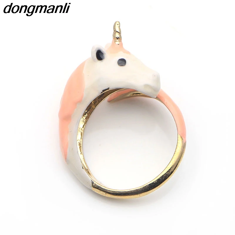 P1024 Dongmanli красивое регулируемое кольцо с лошадью цветное эмалированное
