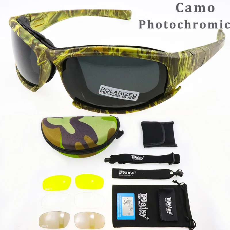 CamoPhotochromic Daisy X7, поляризованные фотохромные тактические очки, военные очки, армейские солнцезащитные очки, мужские очки для стрельбы, походные очки, UV400 - Цвет: CamoPhotochromic