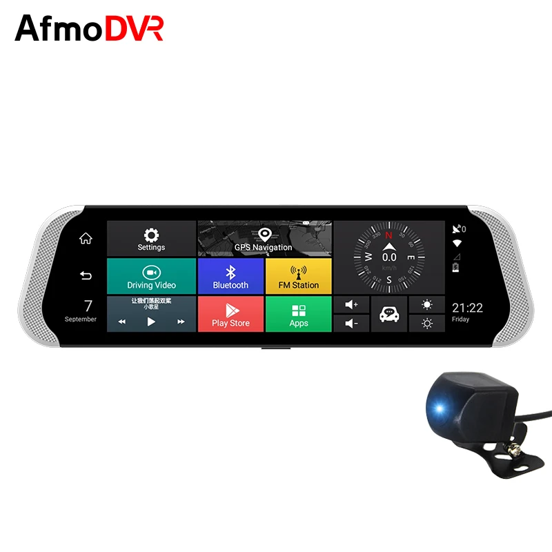 AfmoDVR 10' камера заднего вида Android Wi Fi gps навигации регистраторы с двумя s видео |