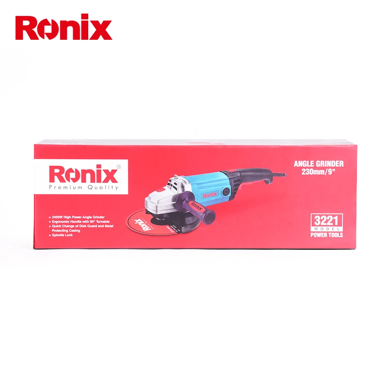 Ronix 220 В электроинструменты 230 мм Угловая шлифовальная машина 2400 Вт Высокая