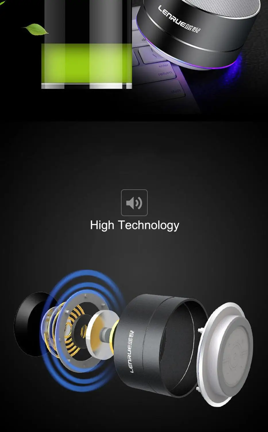 LENRUE Портативный Беспроводной Bluetooth Динамик стерео Портативный светодио дный Динамик s со встроенным микрофоном MP3 мини Subwoof Smart Колонка громкий Динамик колонка
