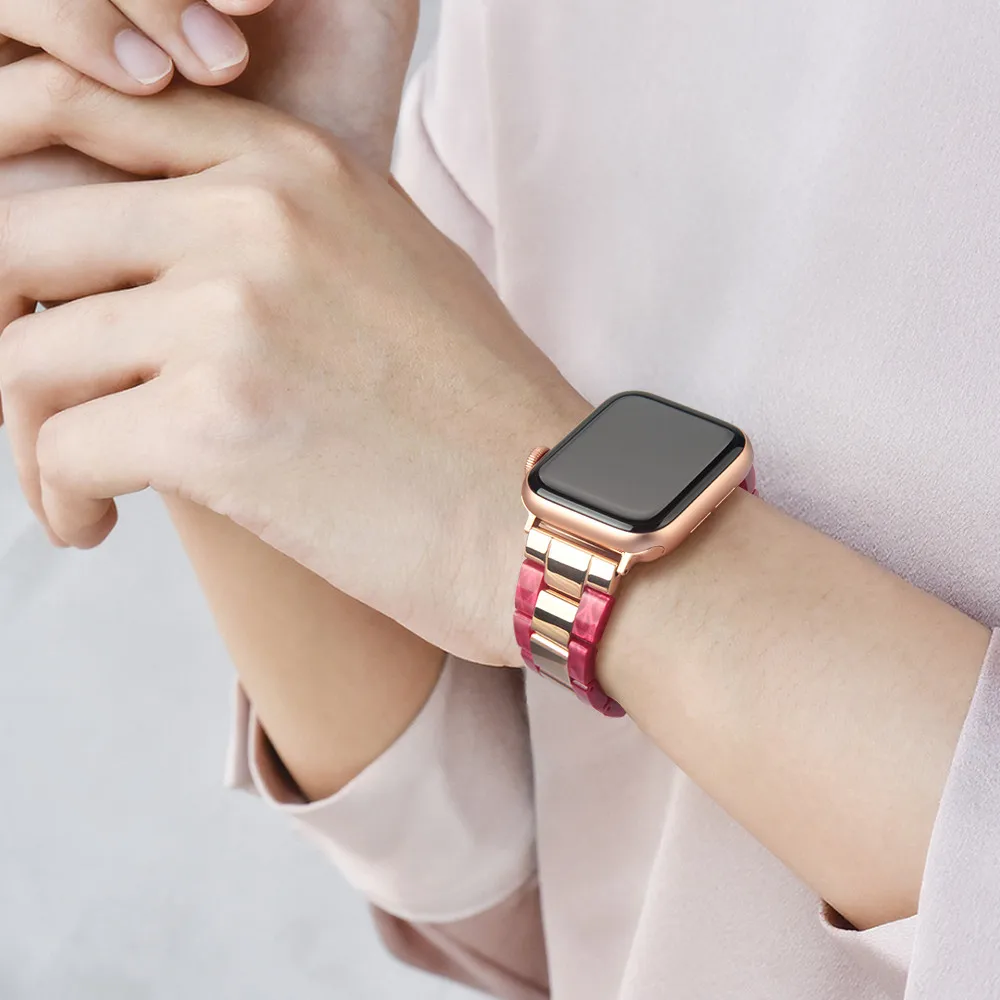 Браслет из целлюлозы и ацетата для Apple Watch 38 мм с металлическими элементами умный 1
