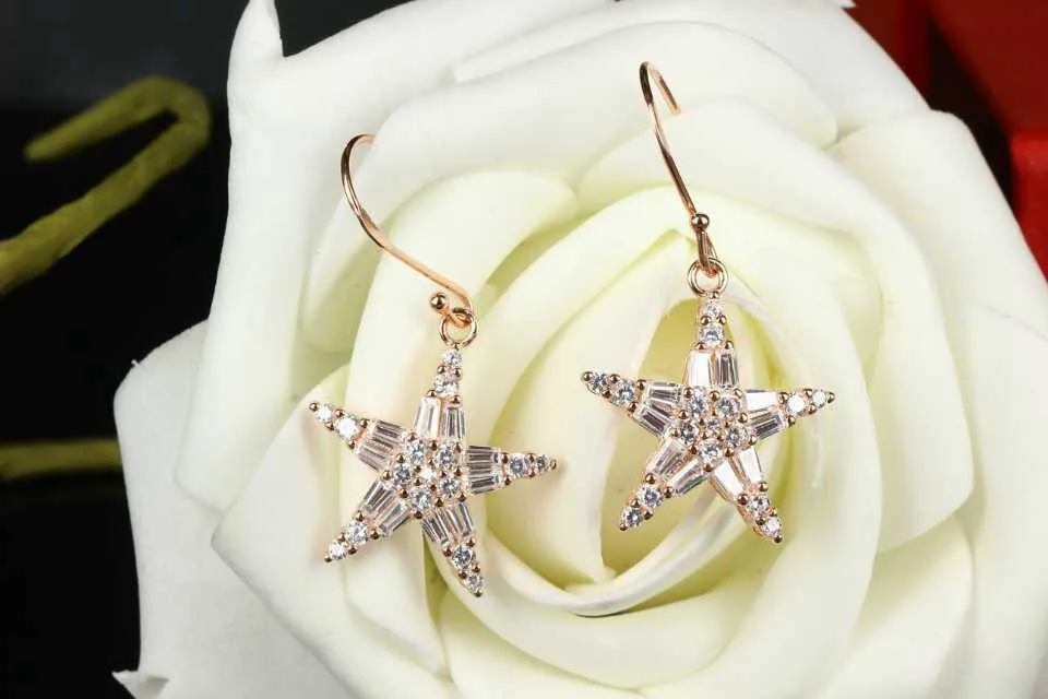 Stars 925 Sterling Silver Wedding Party Earrings Ice crystals flower High Quality Jewelry Drop XB15 | Украшения и аксессуары