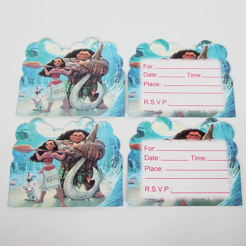 10Pcs invitate card Disney с героями мультфильма «Моана»; одноразовая посуда наборы детский день рождения, мероприятие, вечеринка принадлежности баннер Подарочный пакет чашка для Baby Shower или для вечеринки по случаю Декор - Цвет: 10Pcs invitate card