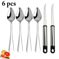 fruit tools set 4pcs stainless steel fruit serving spoon grapefruit spoons with 2 grapefruit peeler fruit kitchen tools