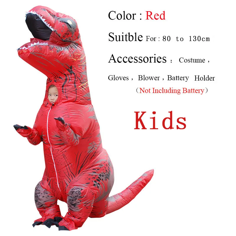 Children Red T-REX надувной костюм-талисман для детей, взрослых, аниме, косплей, динозавр, животное, комбинезон, подарок на день рождения для пати, косплей, Disfraz - Цвет: Children Red