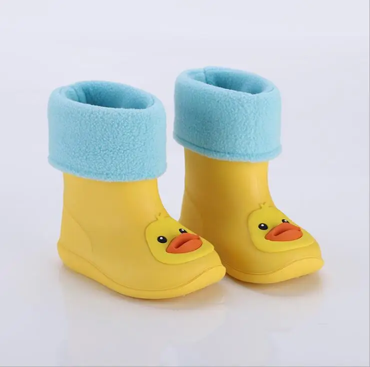 cartoon cotton duck Сезон дождей; резиновая обувь; детские ботинки для девочек и мальчиков; детская водонепроницаемая обувь; резиновые сапоги ярких цветов; нескользящая водонепроницаемая обувь - Цвет: cartoon cotton duck