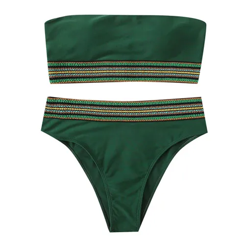 KANCOOLD одежда для плавания, сексуальные костюмы из двух частей, женская одежда для плавания, чистый цвет, пуш-ап, с высокой талией, летняя пляжная одежда, купальник для женщин - Цвет: GN