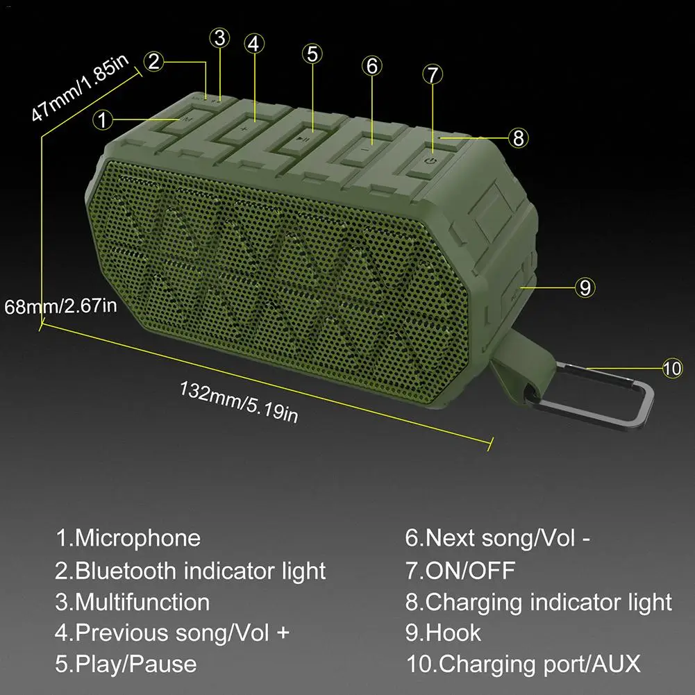 Военный Bluetooth аудио Водонепроницаемый Анти падение пыленепроницаемый динамик