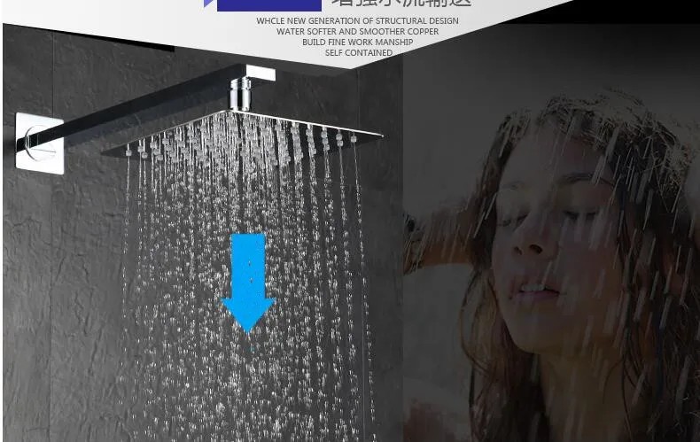 8&quot10&quot 12&quot Stainless steel Square rainfall shower in-wall mounted concealed set 6040 | Обустройство дома