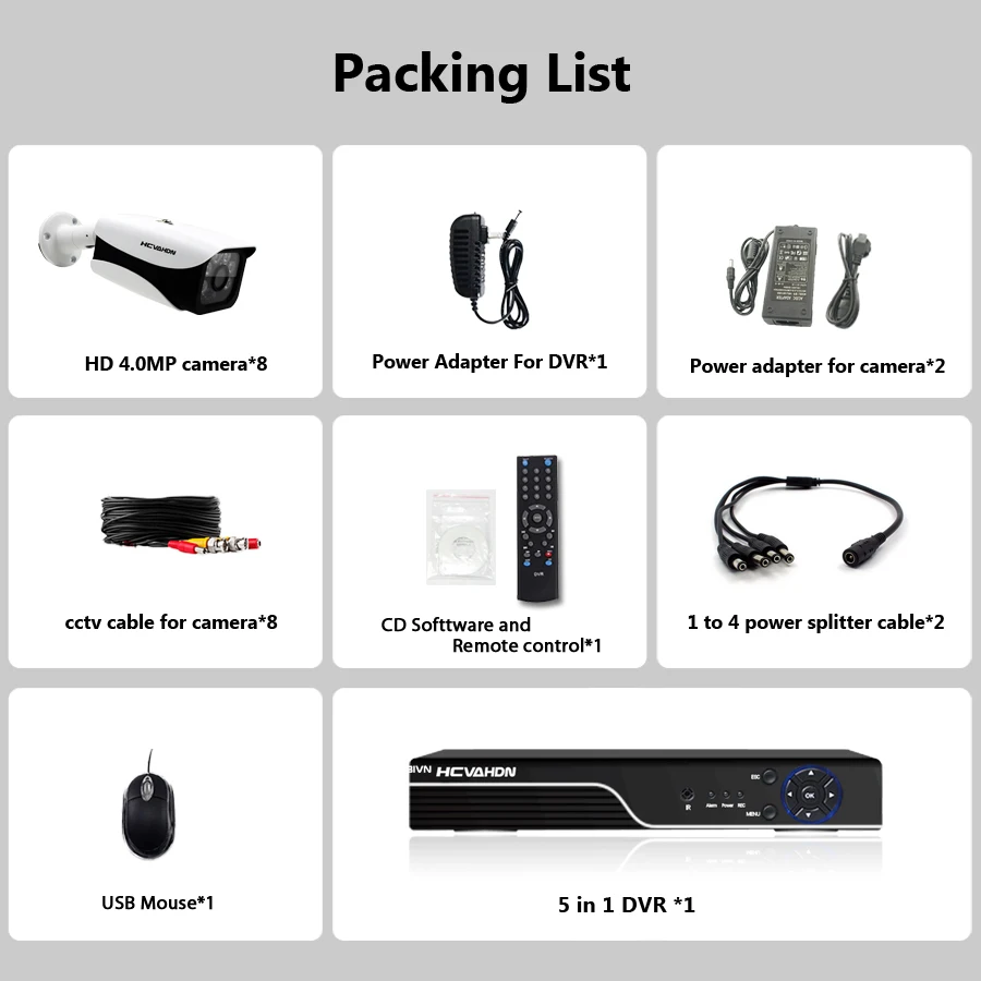 Система видеонаблюдения 8 каналов 4 МП HDMI DVR AHD 0 P|Система наблюдения| |
