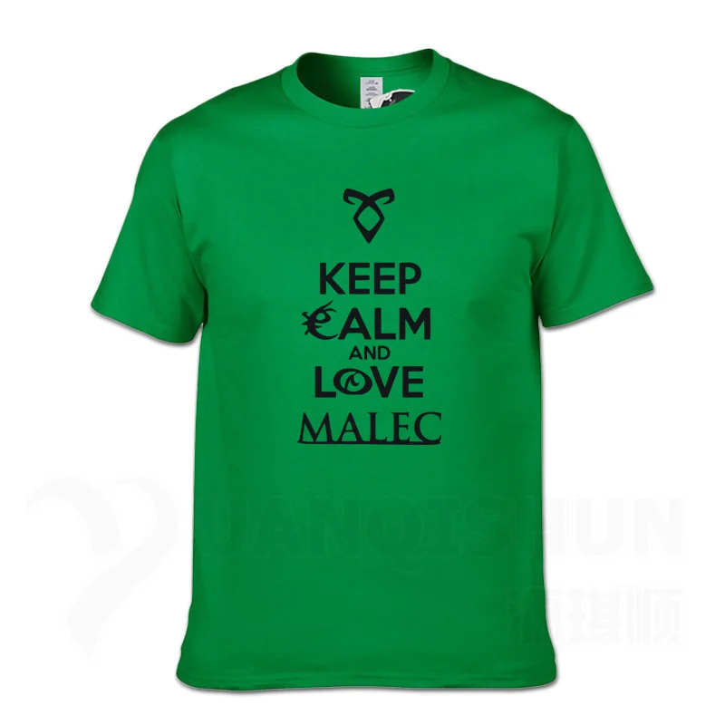 Keep Calm And Love Malec/Новинка года; футболка с охотниками в виде теней; модные летние топы 16 цветов; хлопковая хипстерская футболка с круглым воротником - Цвет: Green
