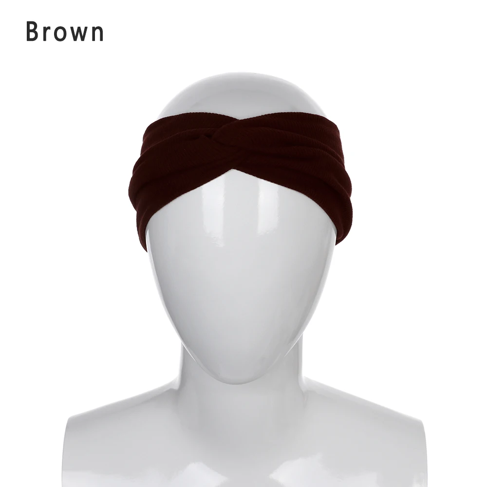 brown HOOH, Женская повязка на голову, вязаная крючком, шерстяные повязки на голову, повязка на голову, тюрбан, повязка на голову, повязки на голову, ленты, Аксессуары для волос - Цвет: brown