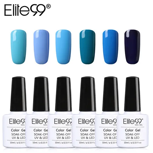 set004 Elite99 белый флакон 10 мл голубой Гель-лак для ногтей 6 шт./лот Гель-лак для ногтей УФ светодиодный полуперманентный Гель-лак - Цвет: set004
