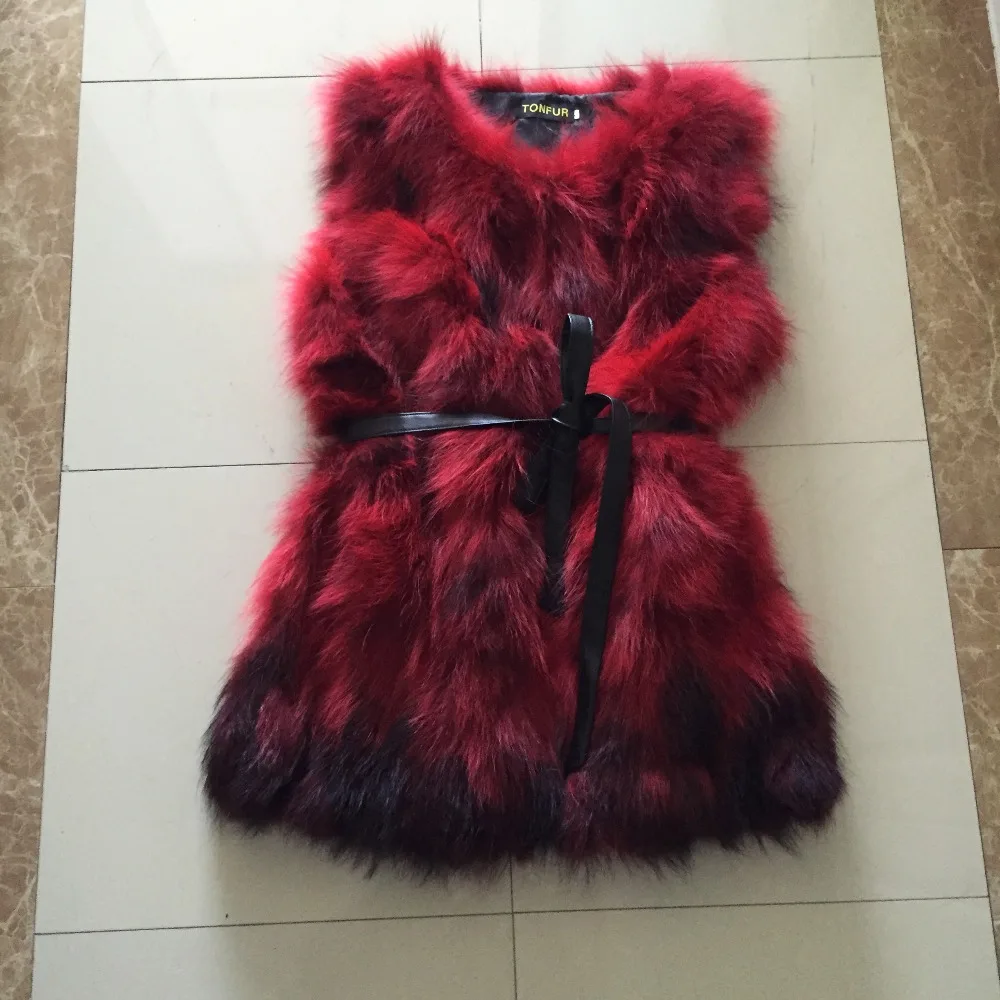 Топ Модный бренд натуральный енот меховой жилет короткая куртка мех оптовая