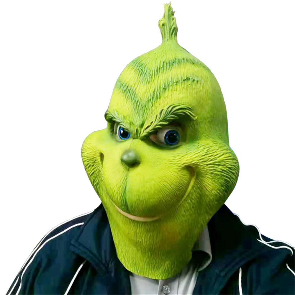 Новая распродажа маска Grinch для мужчин и женщин зеленая латексная искусственная