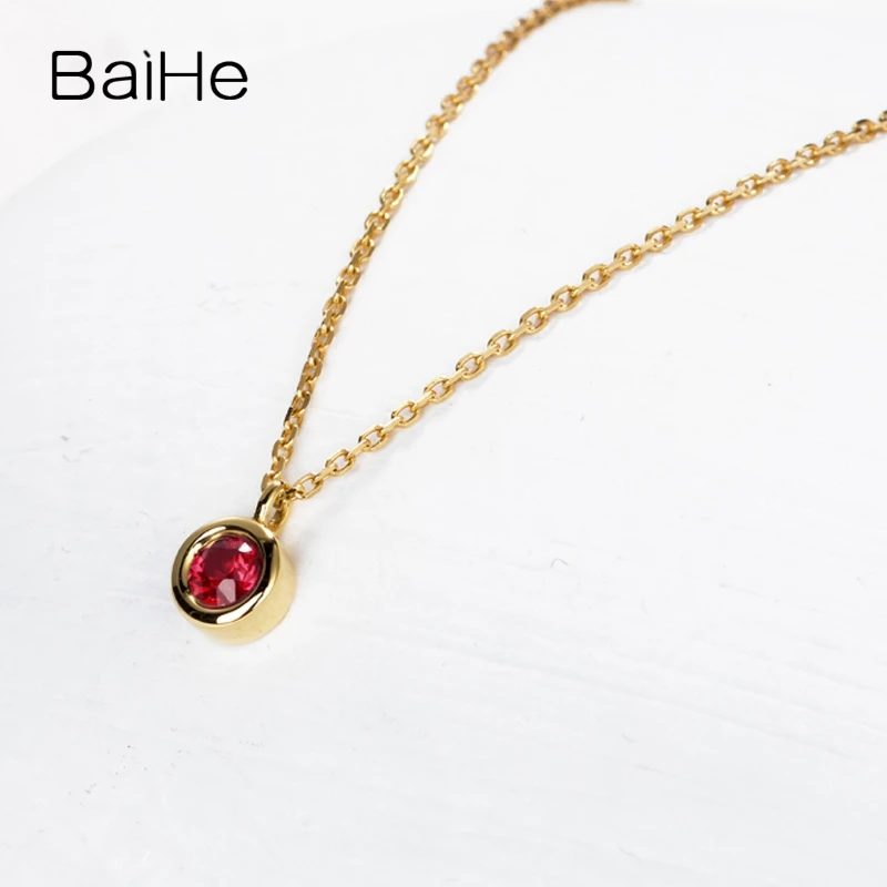 BAIHE 18K желтое золото 0 14 карат Круглые натуральный рубин помолвка ювелирные