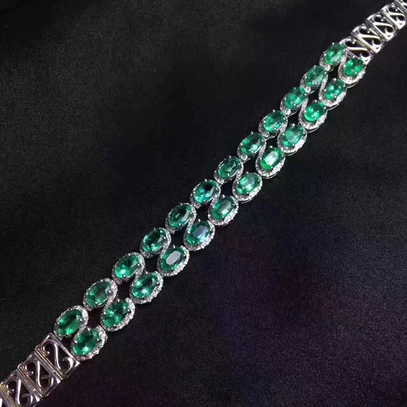 100% натуральный женский браслет 24 шт. Изумрудный класса SI для свадьбы ювелирные