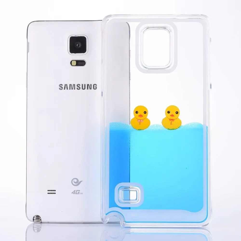 Vonada/милый чехол для samsung Galaxy Note 4, уникальный плавучий плавательный жидкий резиновый утиный синий водостойкий ПК Жесткий Чехол для телефона, чехол