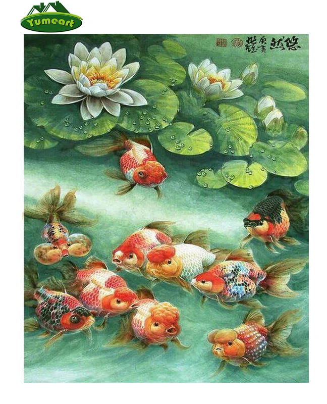 Спицы для вязания новинка сделай сам 3d Алмазная живопись золотая рыбка лотос