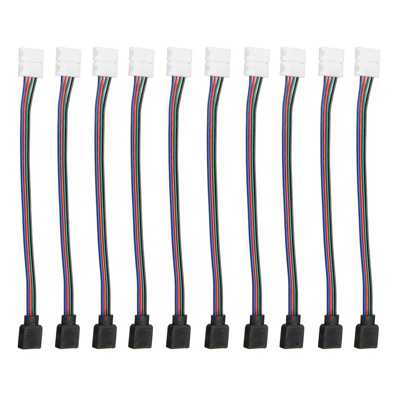 10 шт./лот мм 4pin RGB Светодиодная лента без пайки двойной соединитель зажим кабель