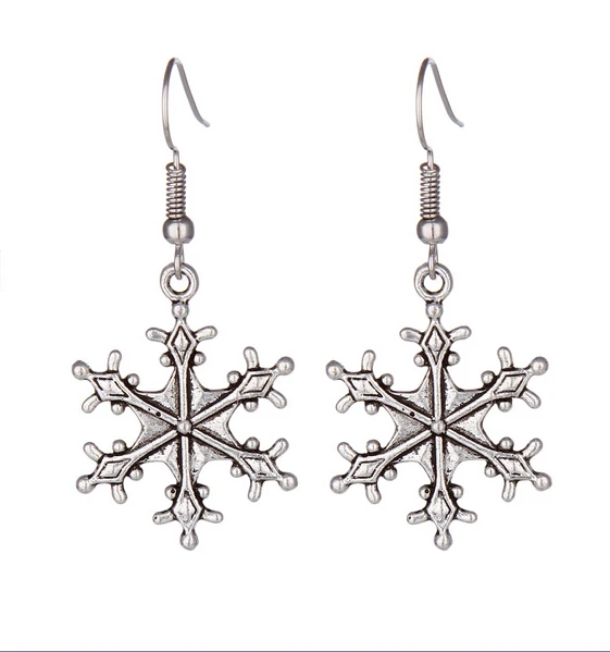 Модные Недорогие висячие серьги в винтажном стиле сплав 3D Снежинка подвески