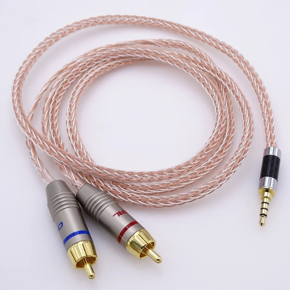 1 метр 1/8 3 5 мм до 2 RCA папа Hifi аудио 16 ядер 8 + Гибридный 5N Pcocc кабель адаптер |
