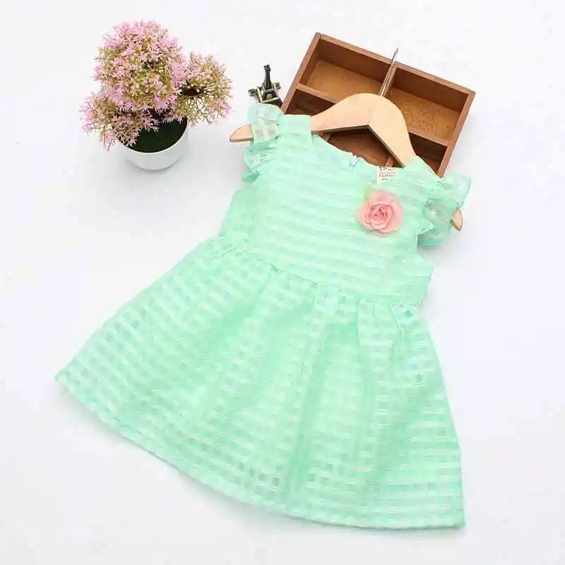 2019 Baby Girl Dresses Summer Party Cotton Mesh Cute Casual Folar Princess Short A-Line Fashion Solid Vestido Children Clothes | Детская