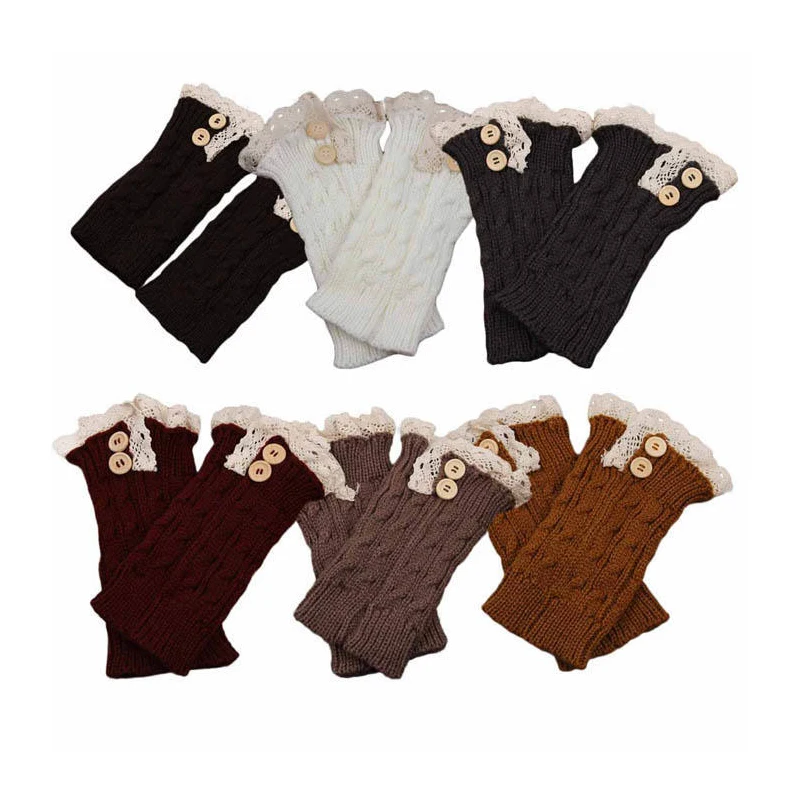 Вязаные Теплые кружевные носочки для ног короткие теплые женщин и девочек